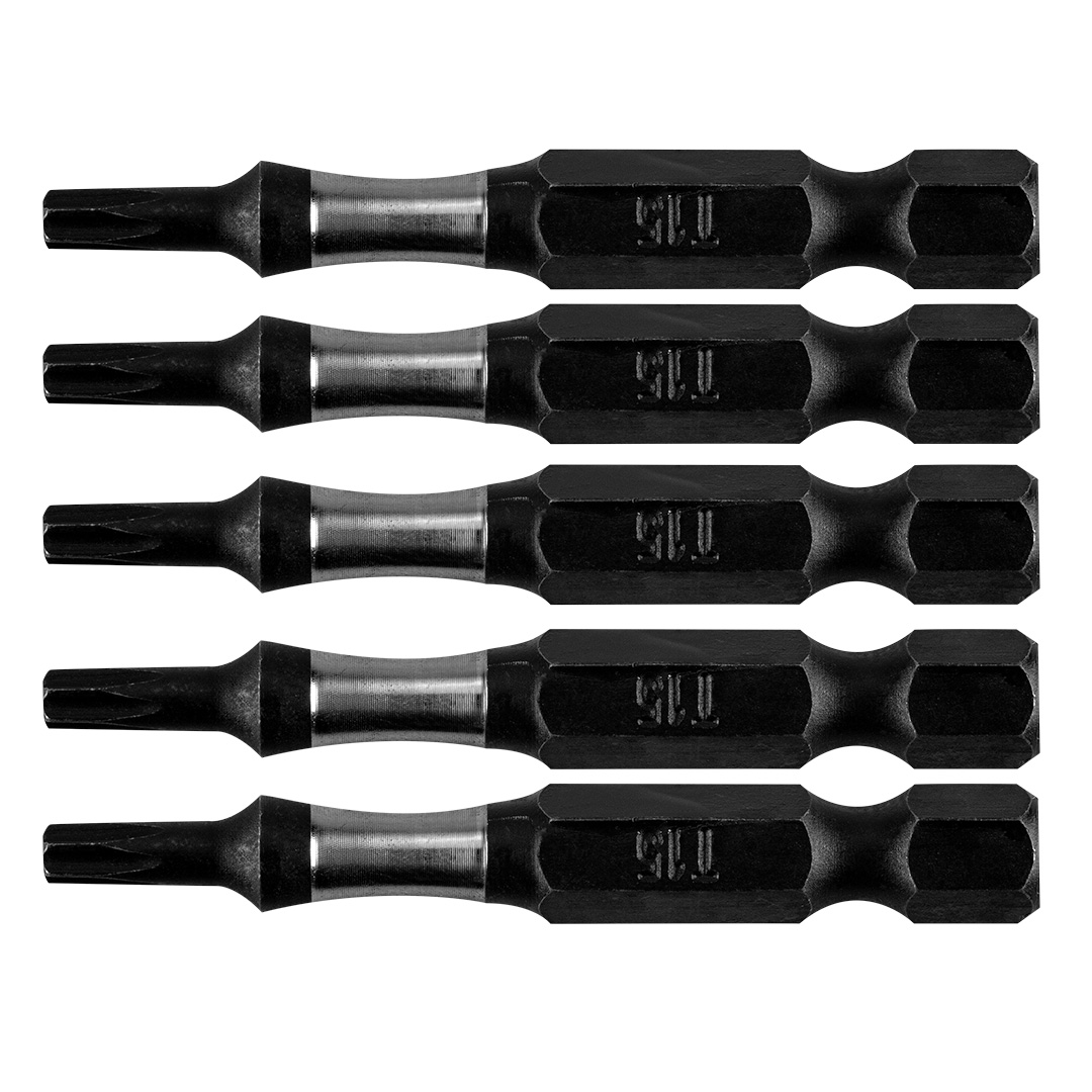 TOP-09-583--Bity udarowe, T15, długość całkowita 50 mm, stal S2, napęd 1/4", 5 szt.