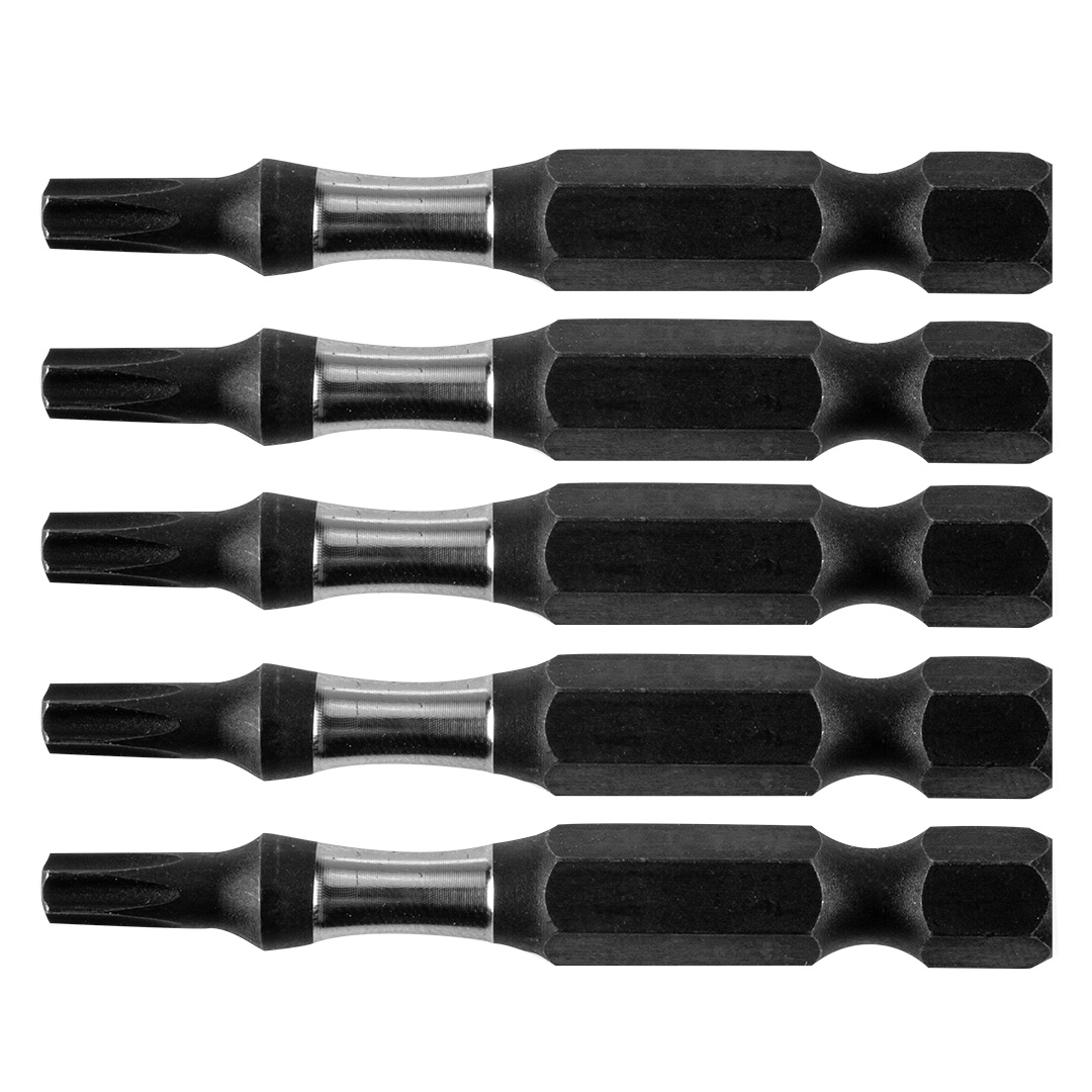 TOP-09-584--Bity udarowe, T20, długość całkowita 50 mm, stal S2, napęd 1/4", 5 szt.