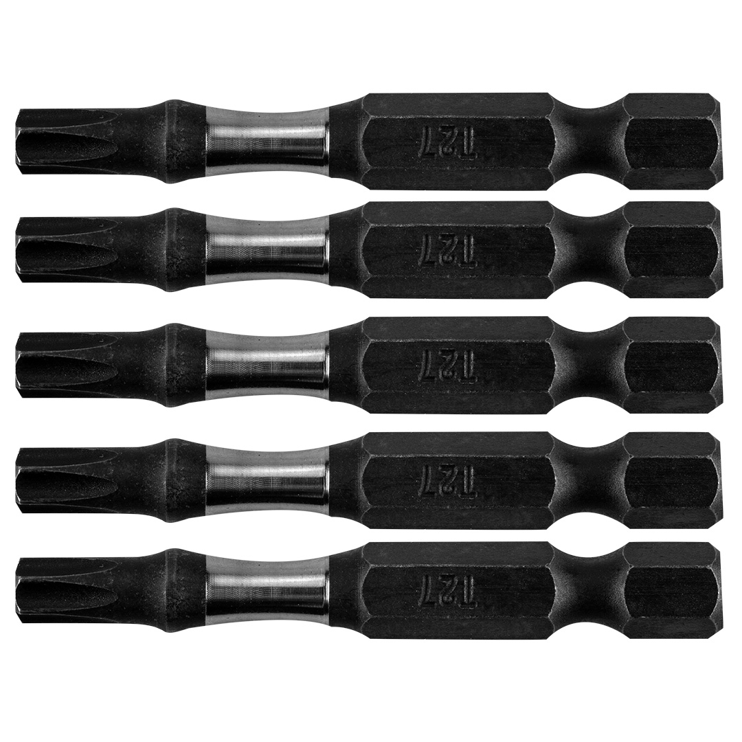 TOP-09-586--Bity udarowe, T27, długość całkowita 50 mm, stal S2, napęd 1/4", 5 szt.