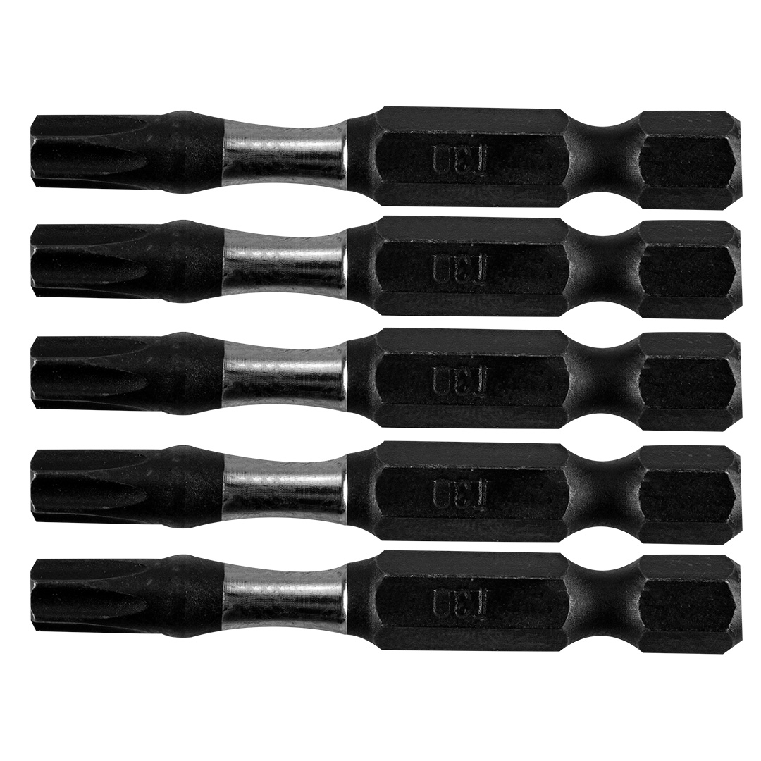 TOP-09-587--Bity udarowe, T30, długość całkowita 50 mm, stal S2, napęd 1/4", 5 szt.