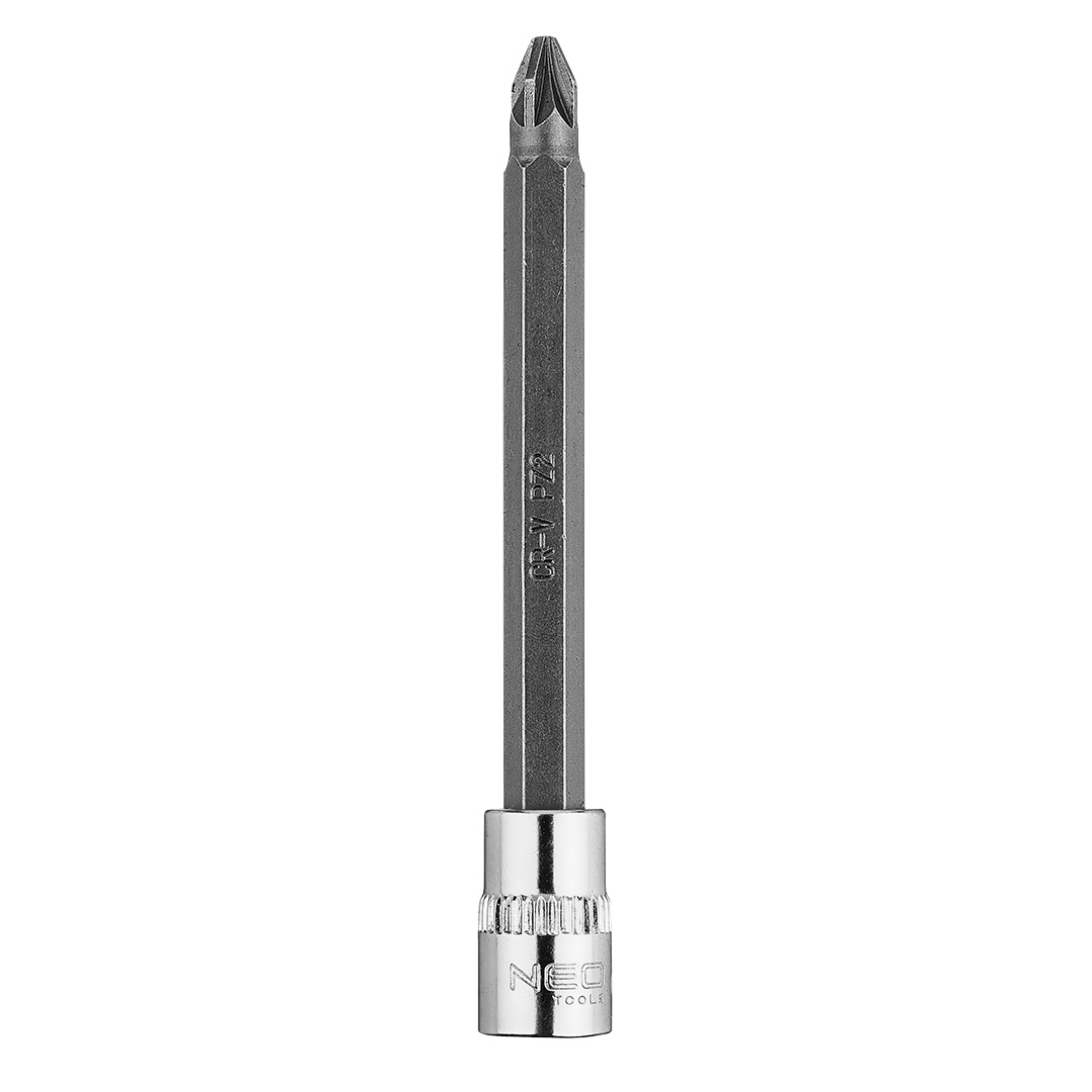 TOP-10-338--Końcówka wkrętakowa PZ2 na nasadce 1/4", długa, 87 mm, stal CrV