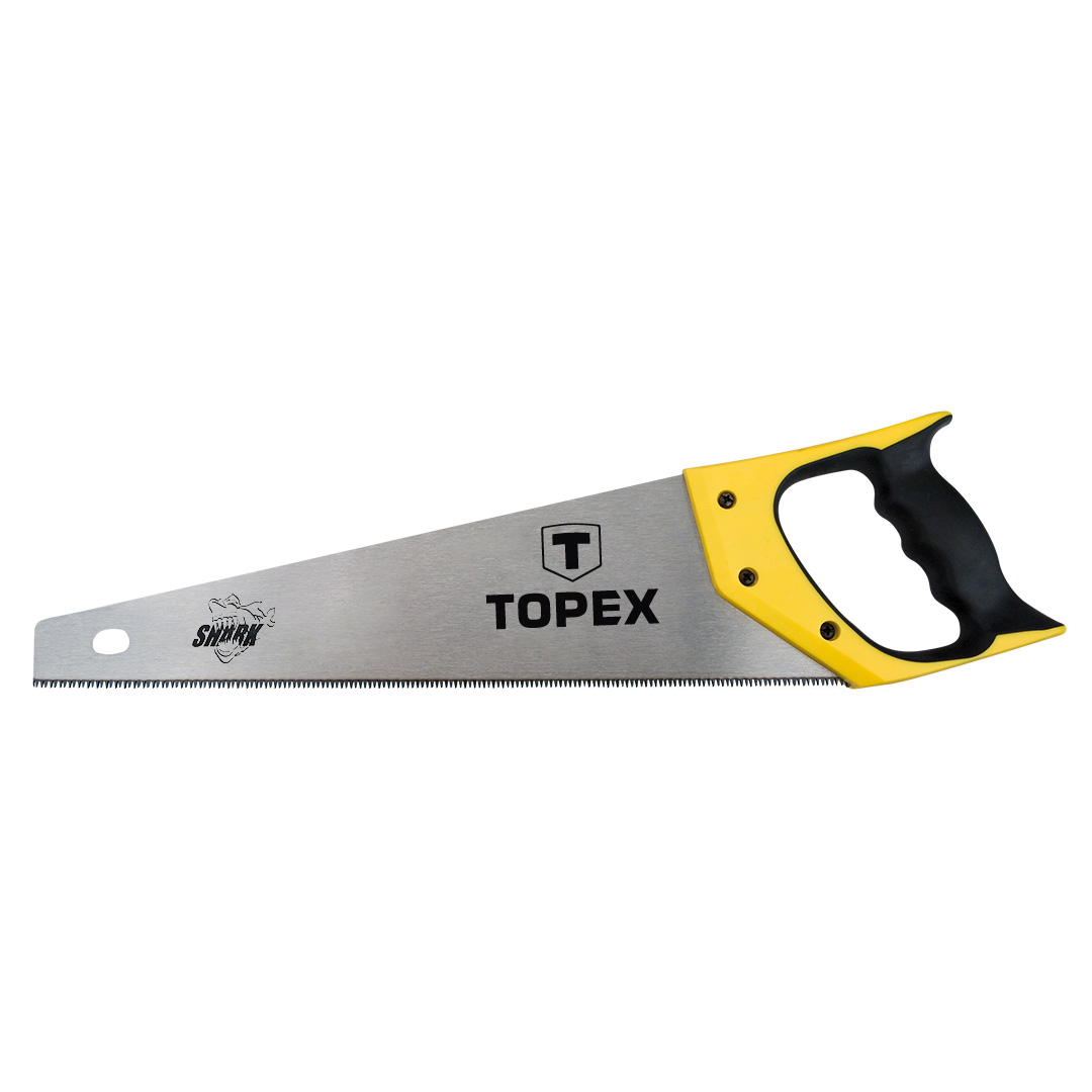 TOP-10A445--Piła płatnica Shark, 450 mm, 7 TPI, trójstronnie ostrzone, hartowane zęby, dwumateriałowy uchwyt