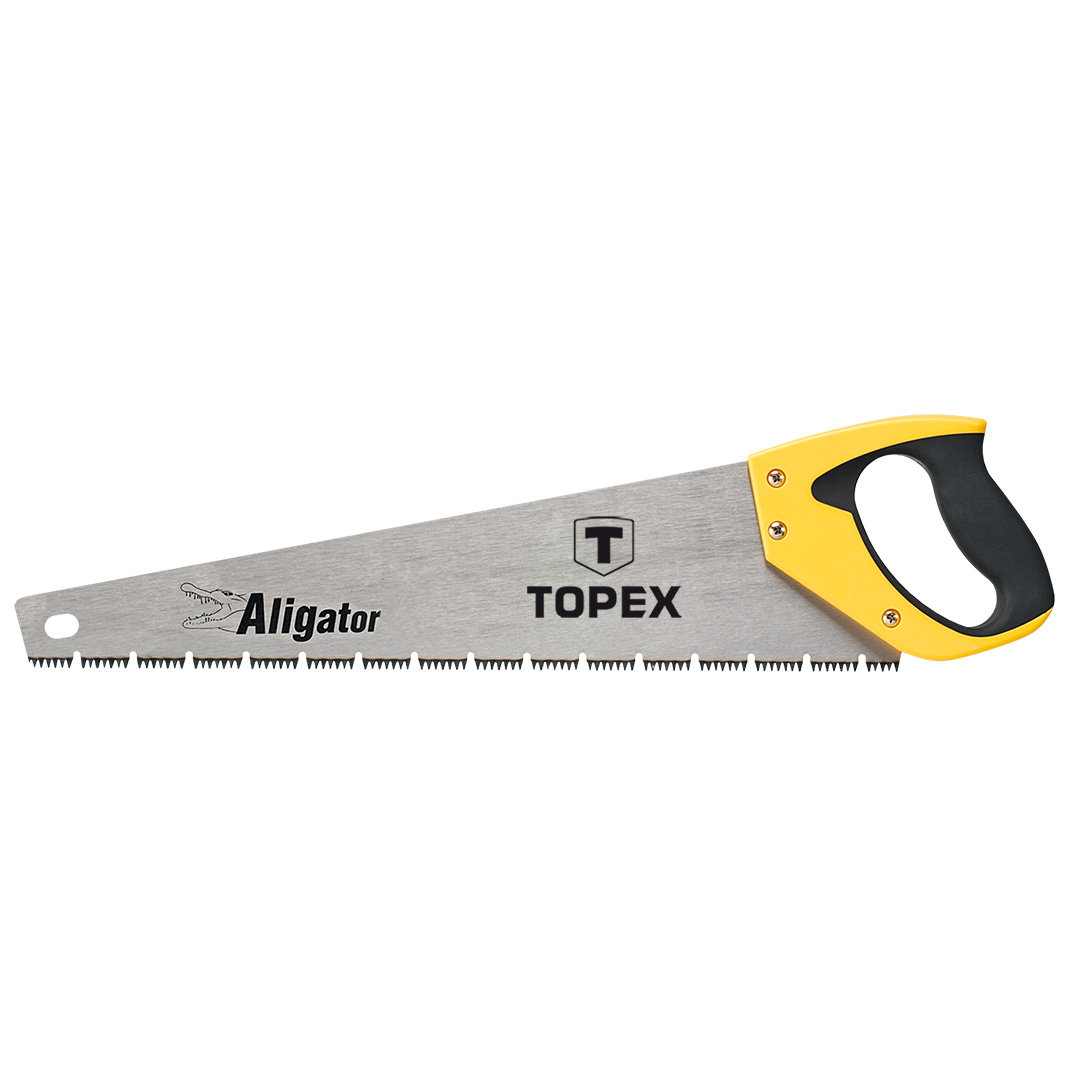 TOP-10A446--Piła płatnica Aligator, 450 mm, 7 TPI, trójstronnie ostrzone, hartowane zęby, dwumateriałowy uchwyt