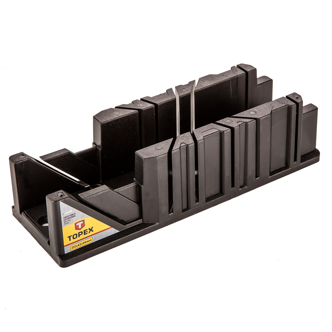 TOP-10A840--Skrzynka uciosowa plastikowa, 212 x 42 x 44 mm, kąty cięcia: 22.5°, 45° (pionowo i poziomo), 90°, plastikowa