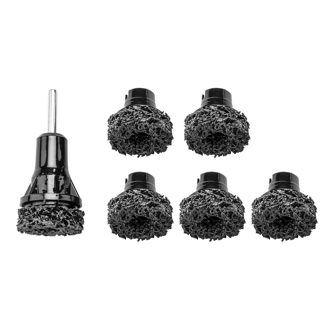 TOP-11-135--Ściernice do czyszczenia piast, 6 wymiennych ściernic  40 x 14 mm, trzpień mocujący  6 x 29 mm