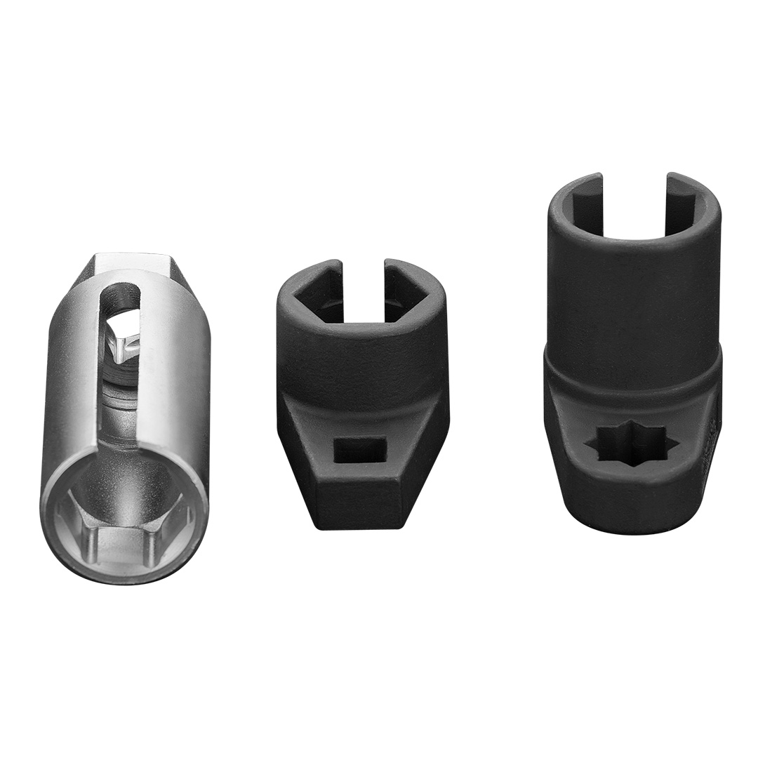 TOP-11-203--Klucze nasadowe do sondy lambda zestaw 3 szt., nasadka końcowej sondy lambda (gorącej) 1/2, 22 mm x 50 mm, nasadka czujnika podciśnienia i sondy lambda (do sond nisko osadzonych) 3/8, 22 mm x 30 mm, nasadka czujnika podciśnienia i sondy lambda 3/8, 2