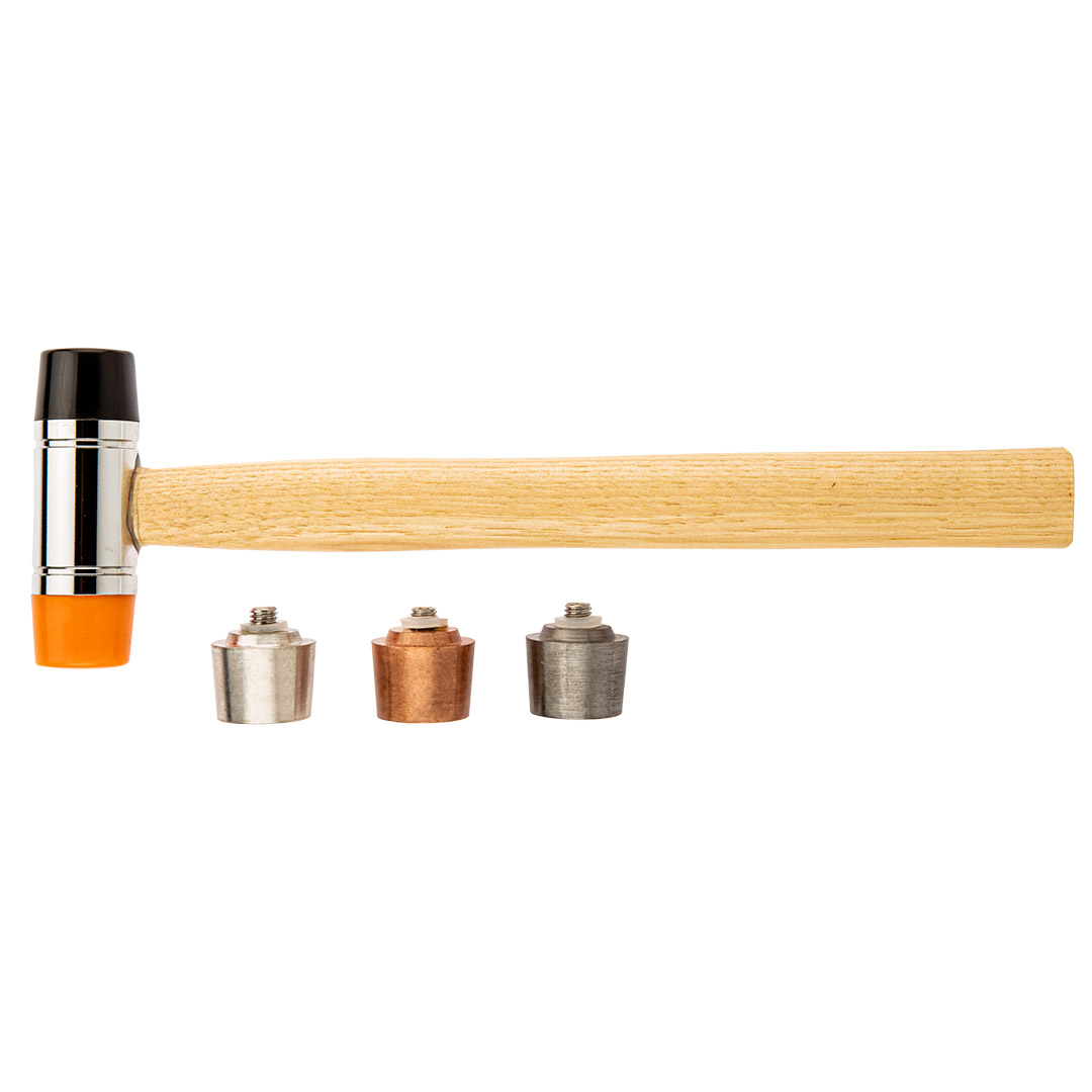 TOP-11-634--Młotek z wymiennymi końcówkami  250g/28 mm, w zestawie 5 końcówek: stalowa, aluminiowa, miedziana, poliuretanowa, nylonowa