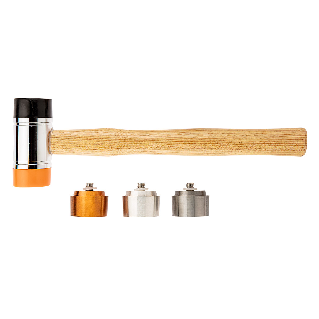 TOP-11-636--Młotek z wymiennymi końcówkami 660g/45 mm, w zestawie 5 końcówek: stalowa, aluminiowa, miedziana, poliuretanowa, nylonowa