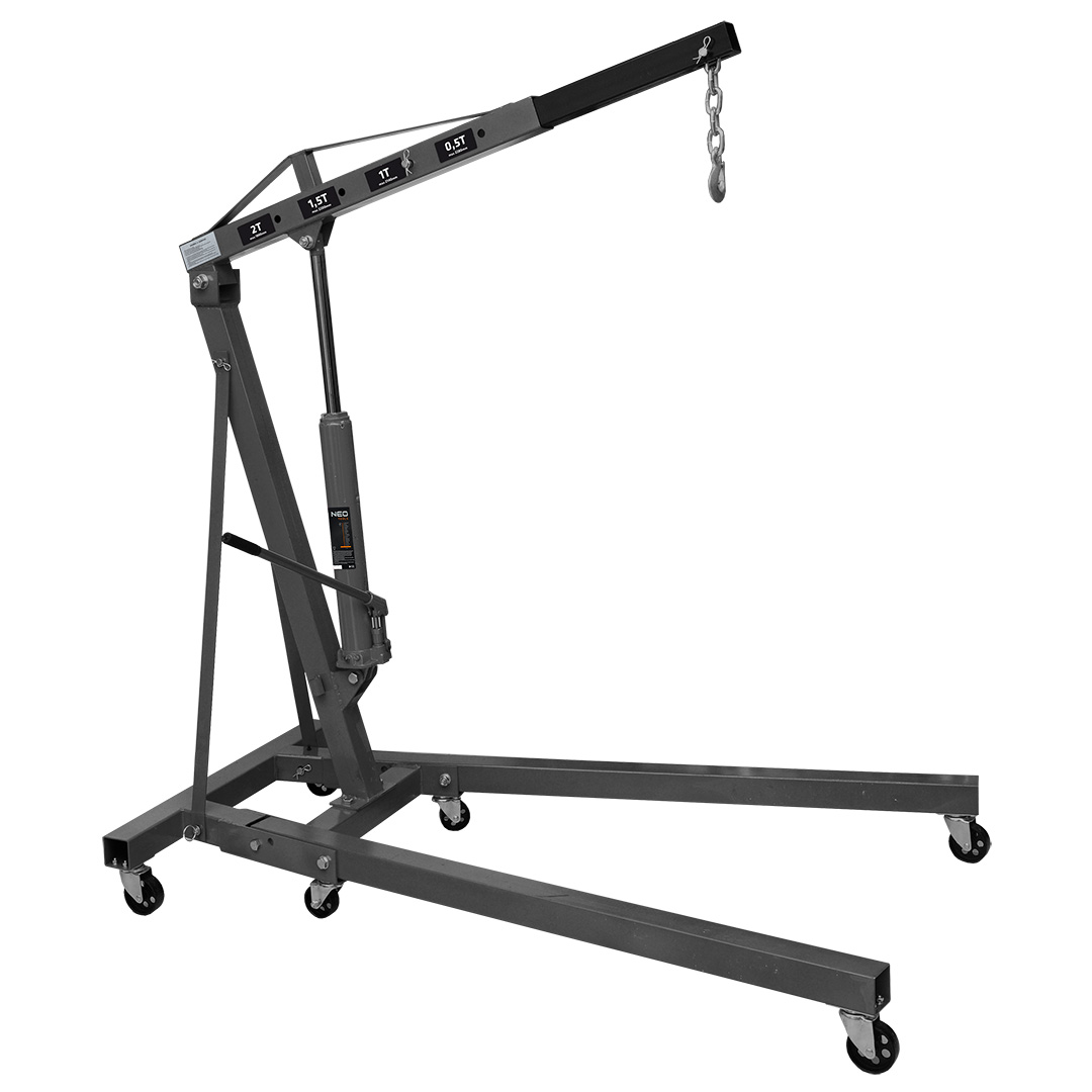 TOP-11-720--Podnośnik warsztatowy 2 t, 25-2382 mm, typu żuraw, zainstalowany na skrętnych kółkach, certyfikat TÜV M+T, CE