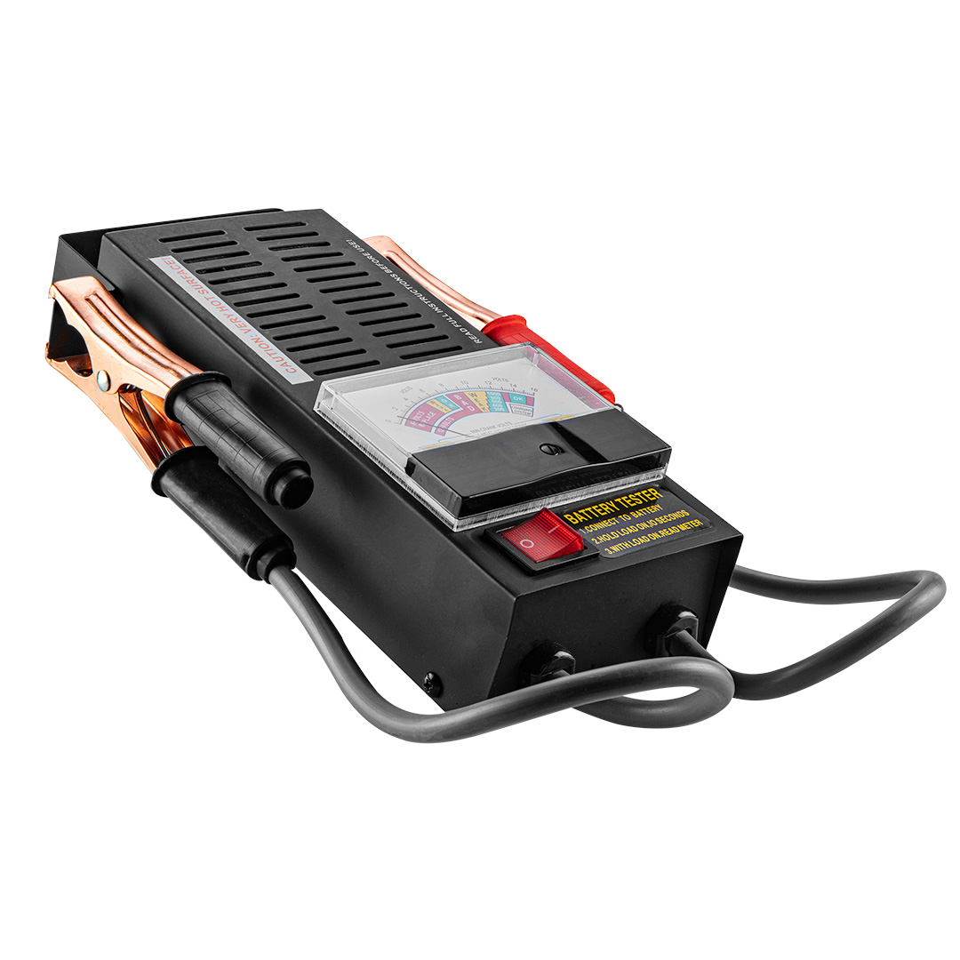 TOP-11-984--Tester akumulatorów 100 A / 12 V, 50 A / 6 V, dokładność pomiaru +/-0.2V, test - 10 sek. / 1 minuta na wystudzenie, max. 3 testy w ciągu 5 minut.
