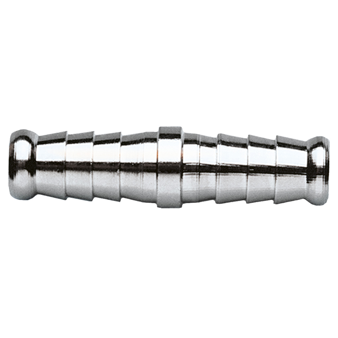TOP-12-611--Złącze do węża 8 mm, obustronne, mosiężne, niklowane, maksymalne ciśnienie 16 barów, CE