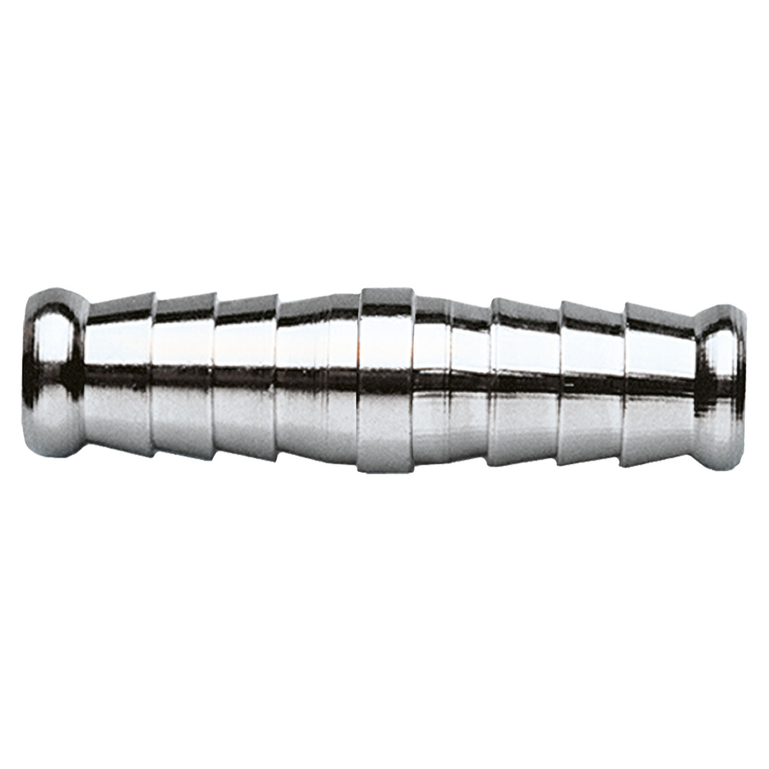 TOP-12-612--Złącze do węża 10 mm, obustronne, mosiężne, niklowane, maksymalne ciśnienie 16 barów, CE