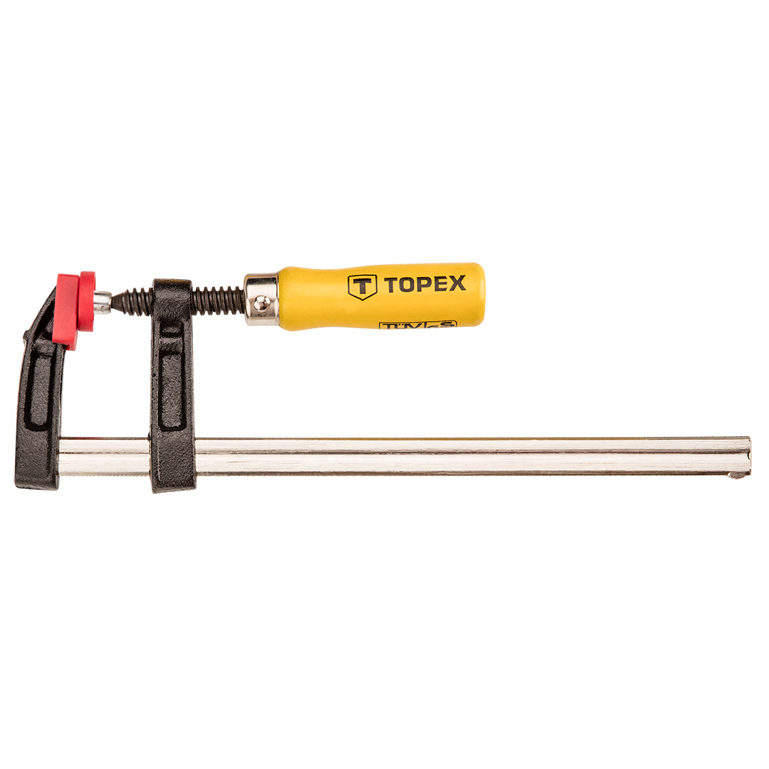 TOP-12A102--Ścisk stolarski 50 x 250 mm, ząbkowana prowadnica, drewniany uchwyt, lakierowany, DIN5117