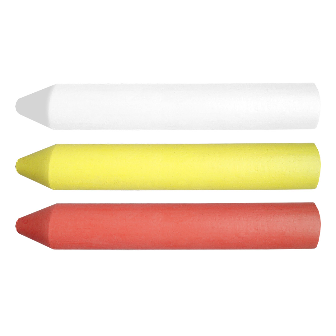TOP-13-968--Kreda techniczna biała, żółta, czerwona, 3 szt., 13 x 85 mm