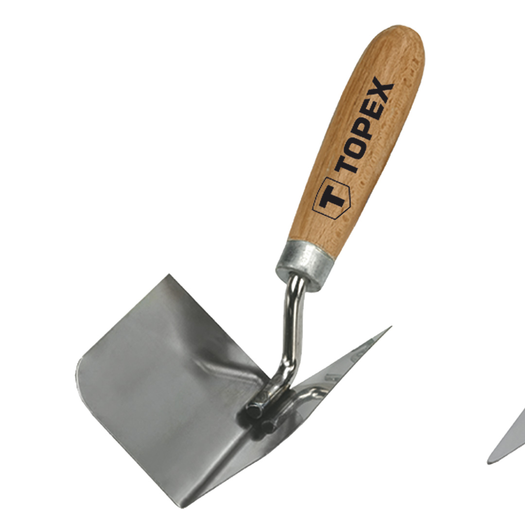 TOP-13A830--Kielnia sztukatorska wewnętrzna 85 x 60 mm, stal nierdzewna, drewniany uchwyt