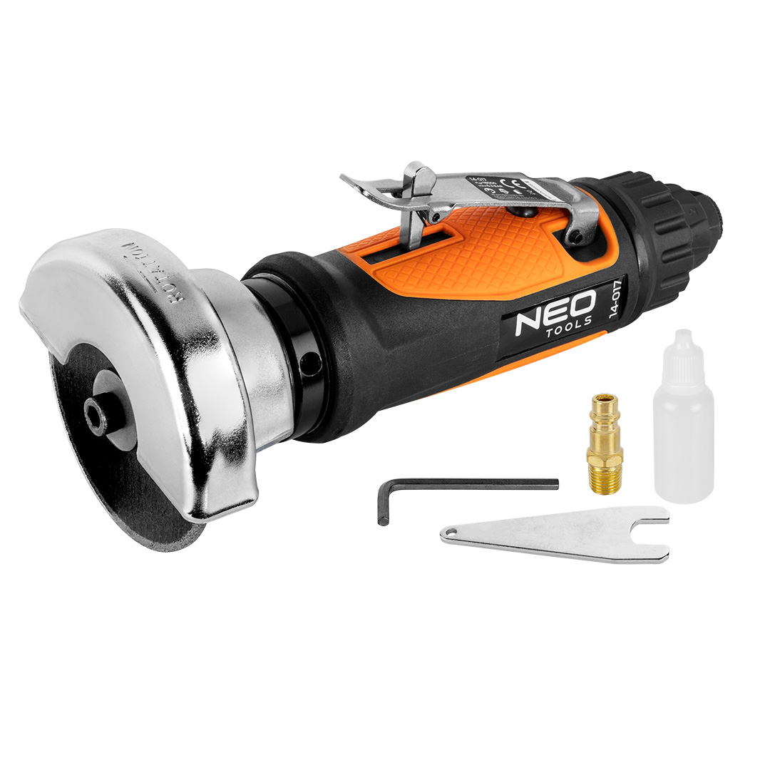 TOP-14-017--Przecinarka pneumatyczna, tarcza 75 mm, ciśnienie  maks. 6.3 bar, średnie zużycie powietrza 115 l/min., 18000 obr.-1., złącze 1/4", waga 0,82 kg, CE