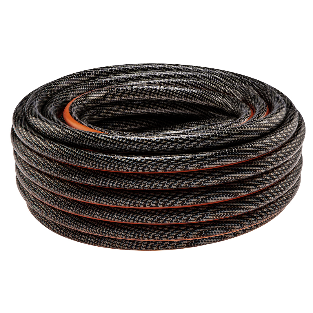 TOP-15-840--Wąż ogrodowy ogrodowy 1/2" x 20 m,  6-warstwowy NEO PROFESSIONAL, wykonany z elastycznego PVC i przędzy poliestrowej z dwoma oplotami (krzyżowym i trykotowym), ciśnienie robocze 10 bar, ciśnienie rozrywające 30 bar, z systemem zabezpieczającym p