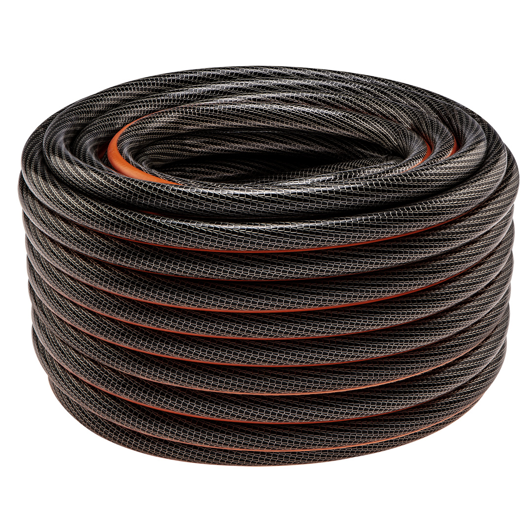 TOP-15-845--Wąż ogrodowy ogrodowy 3/4" x 50 m,  6-warstwowy NEO PROFESSIONAL, wykonany z elastycznego PVC i przędzy poliestrowej z dwoma oplotami (krzyżowym i trykotowym), ciśnienie robocze 10 bar, ciśnienie rozrywające 30 bar, z systemem zabezpieczającym p