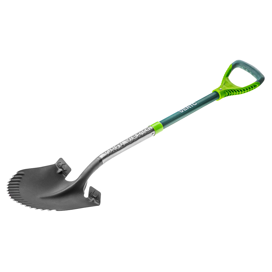 TOP-15G003--Szpadel ostry, trzonek z włókna szklanego, hartowana głowica, dwumateriałowa rękojeść z tworzywa sztucznego, długość całkowita 1250 mm.
