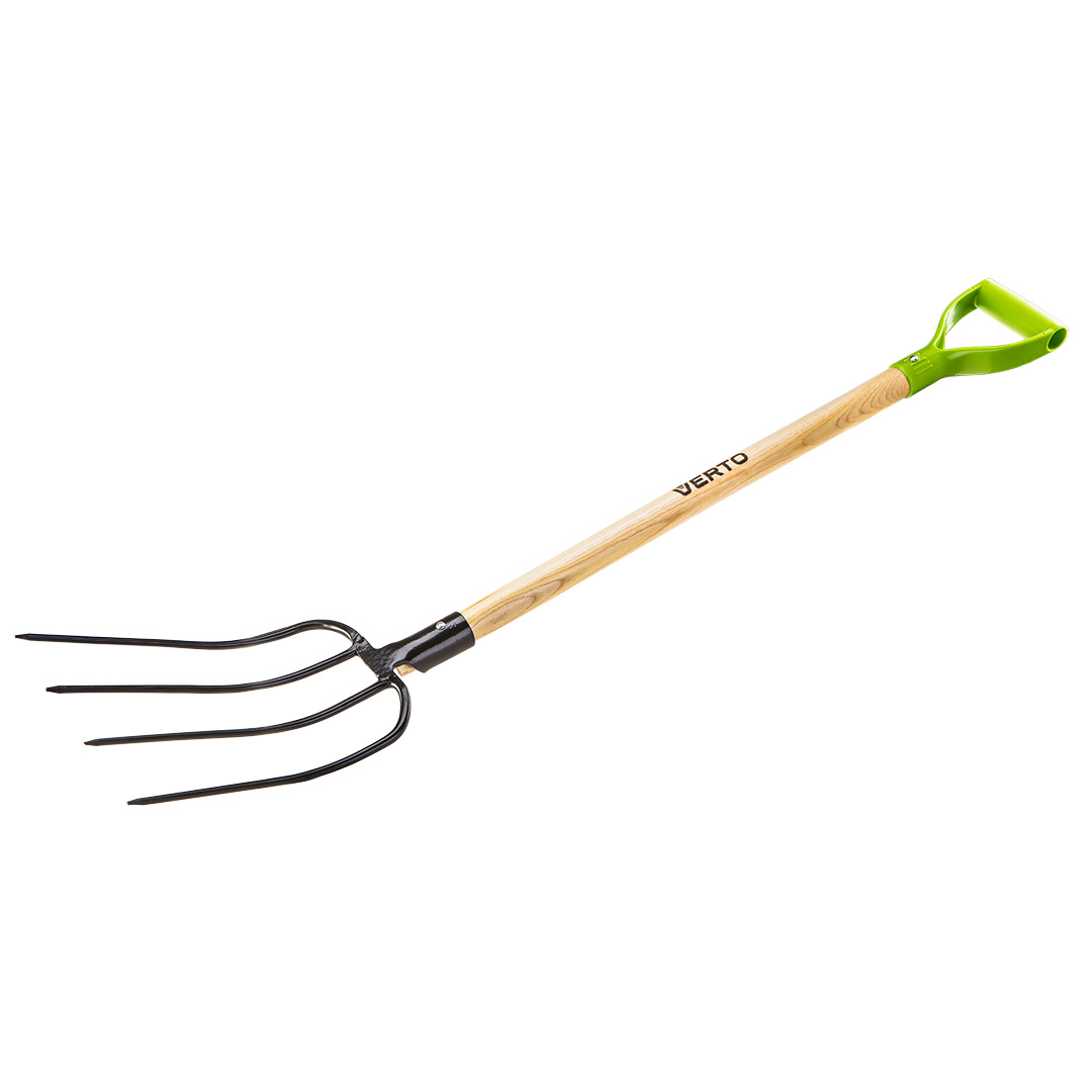 TOP-15G040--Widły ogrodowe, 4 zęby. Trzonek drewniany, uchwyt ergonomiczny