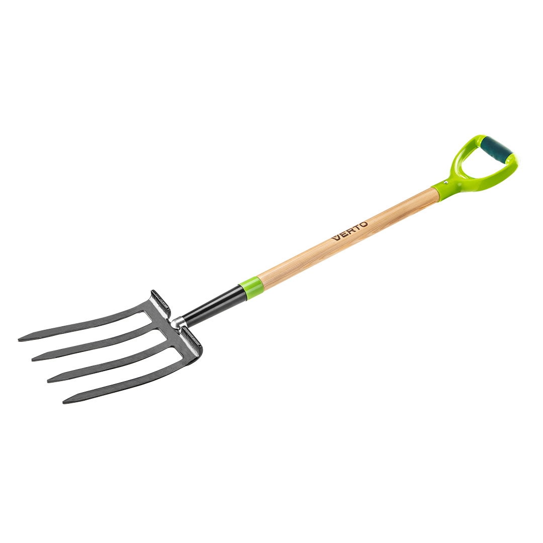 TOP-15G041--Widły do kopania 4 zęby. Trzonek drewniany, uchwyt ergonomiczny