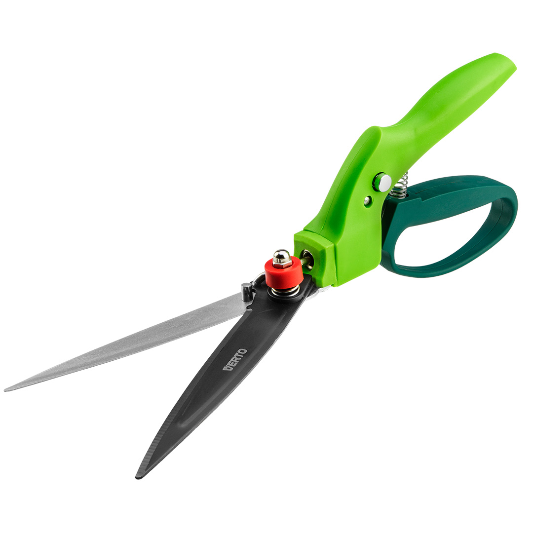 TOP-15G300--Nożyce do trawy 340 mm, ostrze 130 mm, wielopozycyjne, ostrze pokryte PTFE, możliwość obrotu w zakresie 360°, ergonomiczne uchwyty, osłona na palce
