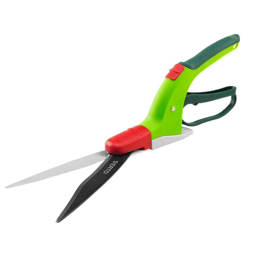 TOP-15G302--Nożyce do trawy 340 mm, ostrze 130 mm, wielopozycyjne, ostrze pokryte PTFE, mozliwość obrotu w zakresie 360°, antypoślizgowe, ergonomiczne uchwyty, osłona na palce