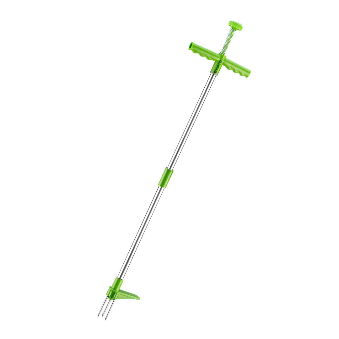 TOP-15G450--Wyrywacz do chwastów 1m; ergonomiczny uchwyt wykonany z PP o wymiarze 21,5 cm; aluminiowa rura o średnicy 2,5 cm; pazur do wyrywania chwastów wykonany ze stali nierdzewnej, waga produktu 540 g;