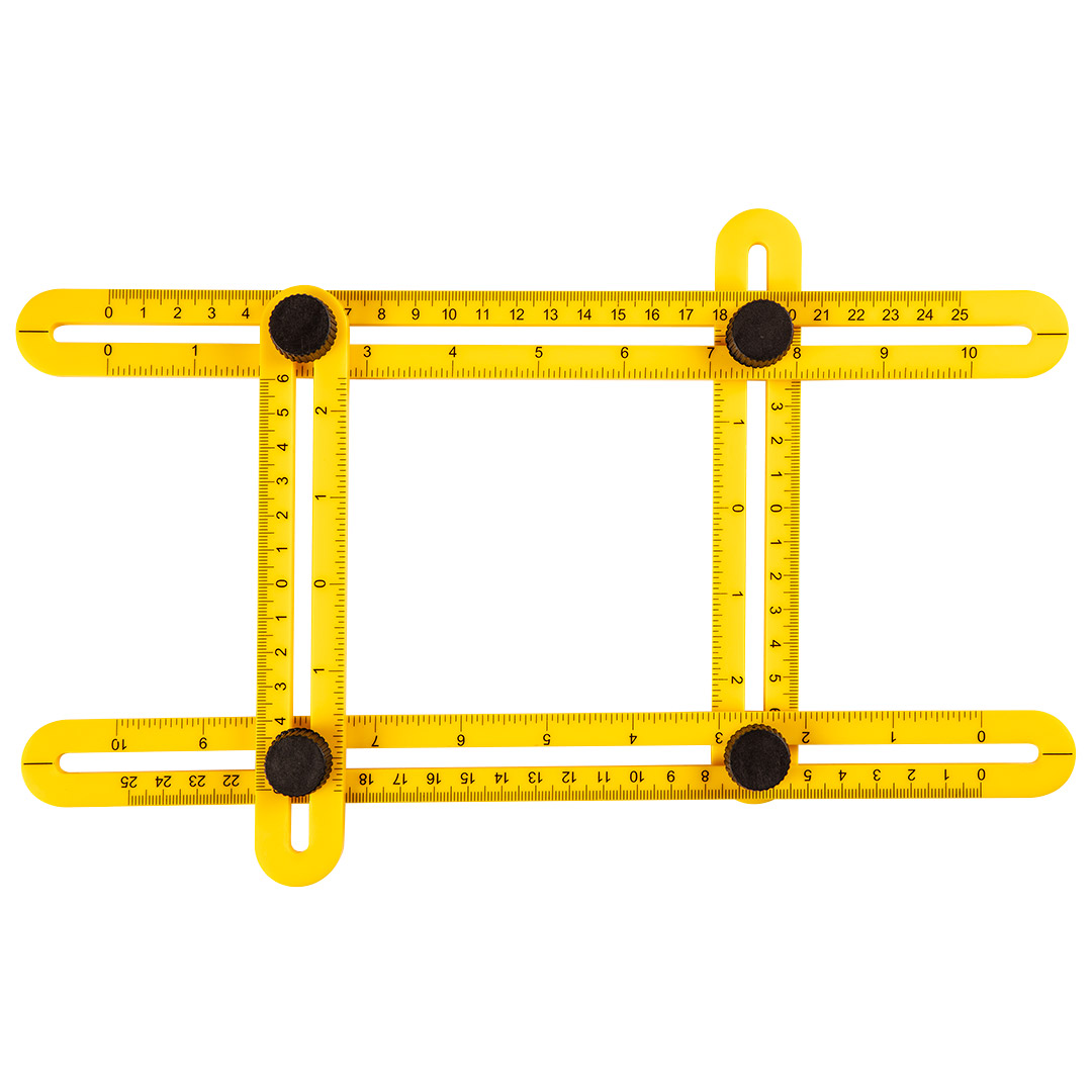 TOP-16B476--Linijka kątowa, materiał tworzywo sztuczne, znakowanie w cm i calacha, 4 śruby, wymiary dłuższych boków 2.5x30cm, wymiary krótszych boków 2x17.5cm, waga 90g