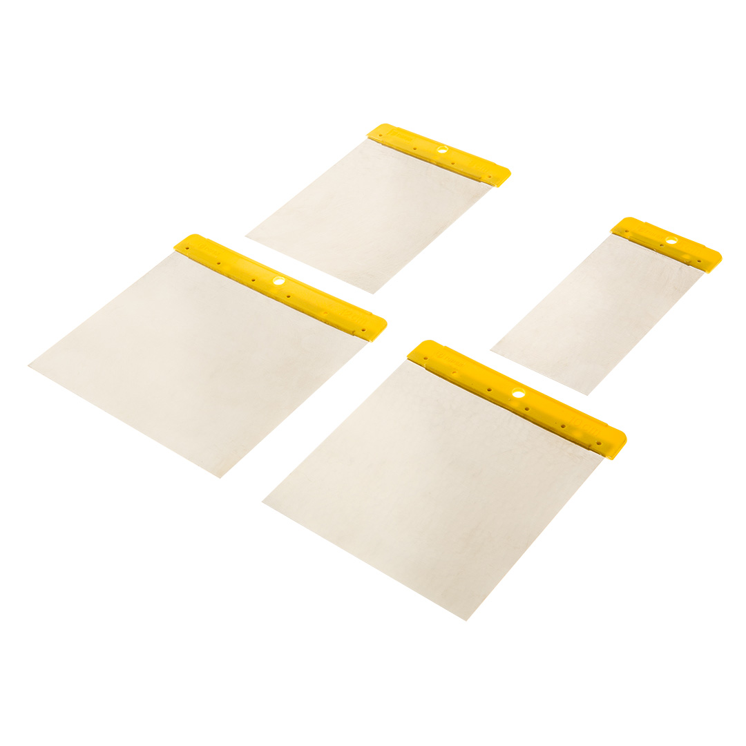 TOP-18B436--Szpachle malarskie japońskie, zestaw 4 szt., stal nierdzewna, szerokości 50, 80, 100, 120 mm