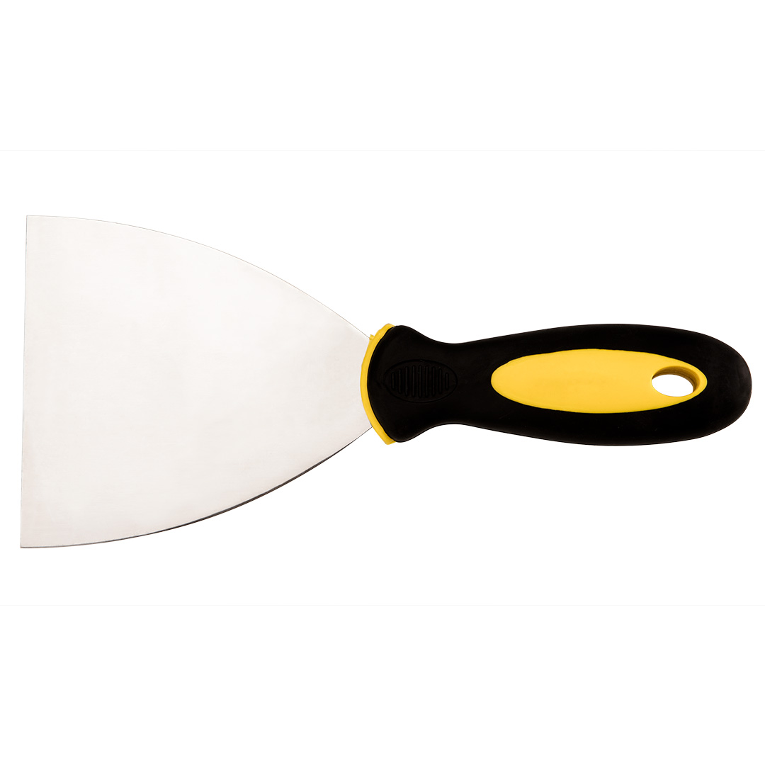 TOP-18B610--Szpachla malarska 100 mm, nierdzewna, polerowane ostrze, dwumateriałowy uchwyt