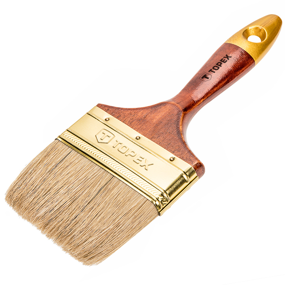 TOP-19B640--Pędzel malarski 4", drewniany uchwyt, włosie naturalne, skuwka stalowa