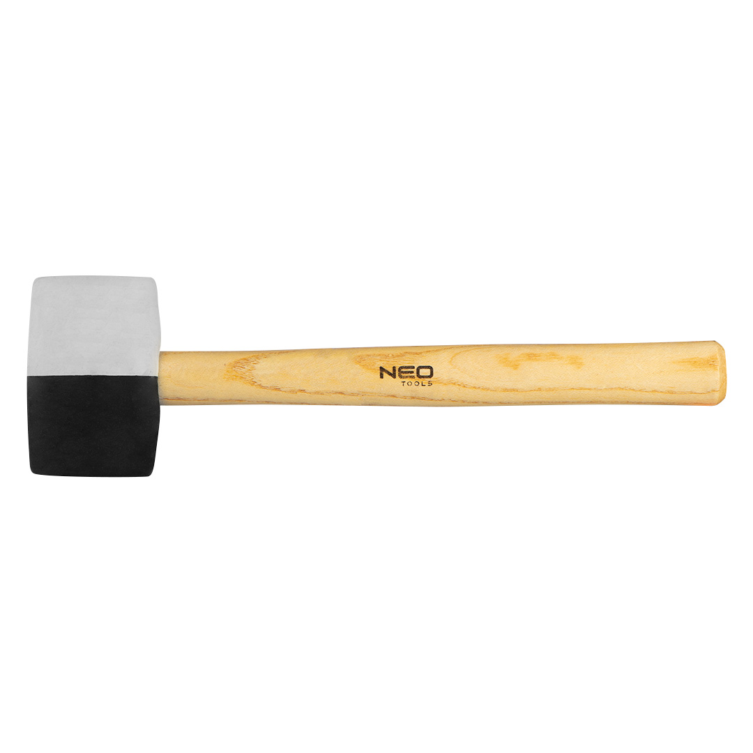 TOP-25-067--Młotek gumowy O 58 mm 450 g, trzonek drewniany, (LxH) 340 x 95 mm, czarno-biała guma