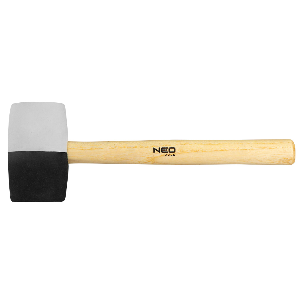 TOP-25-068--Młotek gumowy O 63 mm 680 g, trzonek drewniany, (LxH) 337 x 116 mm, czarno-biała guma