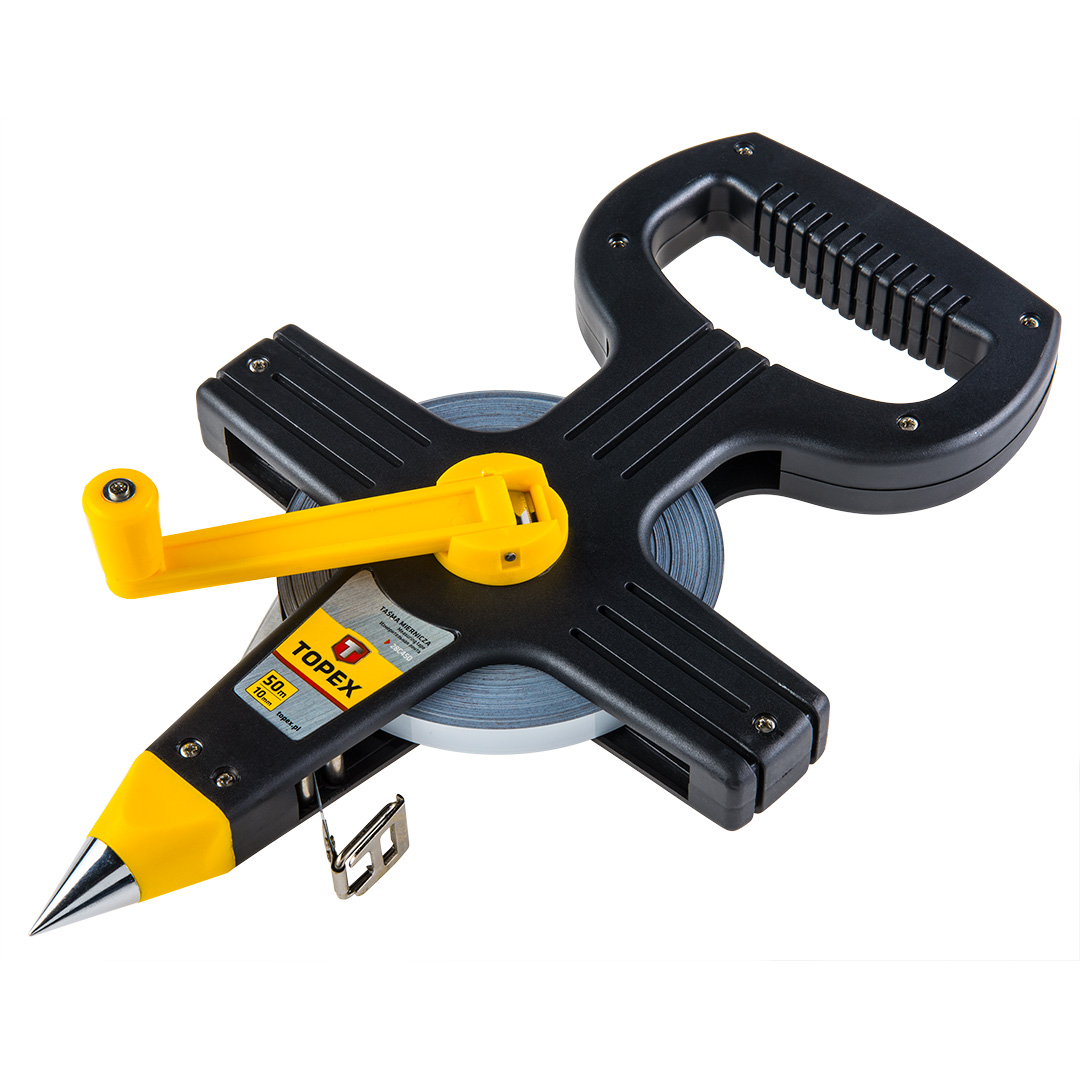 TOP-28C450--Taśma miernicza stalowa 50 m x 10 mm, zaczep końcowy