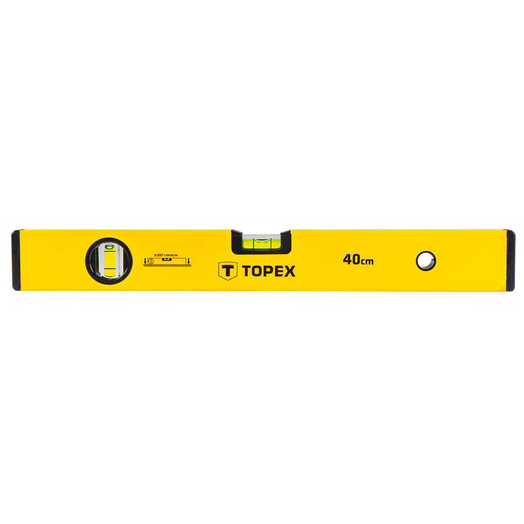 TOP-29C501--Poziomnica aluminiowa, 40 cm, 2 libelle, (HxW) 49 x 19 mm, dokładność pomiaru 1 mm/m