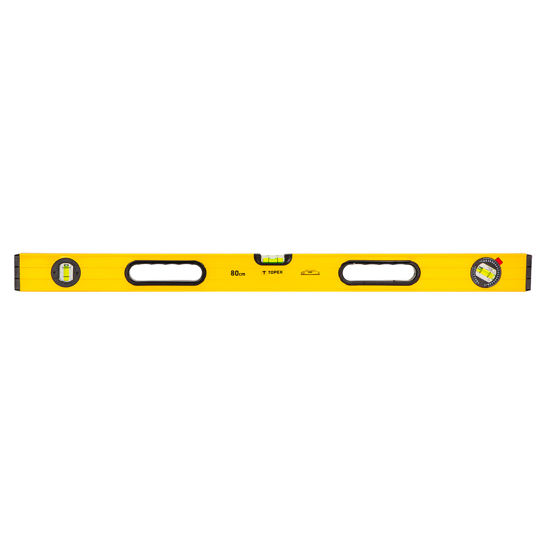 TOP-29C603--Poziomnica aluminiowa, 80 cm, 3 libelle, (HxW) 53 x 24 mm, regulowana libella, szlifowana powierzchnia miernicza, dokładność pomiaru 0.5 mm/m