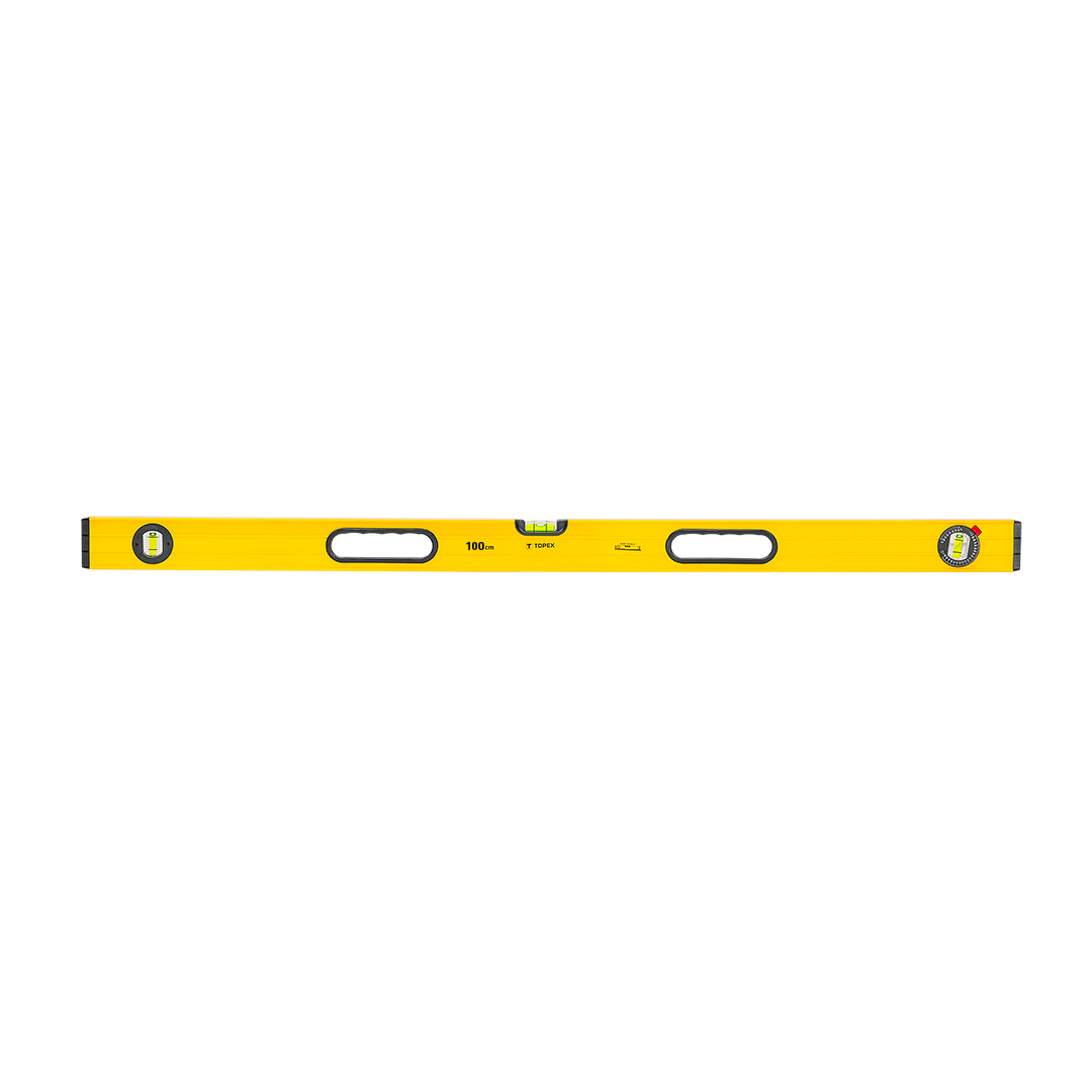 TOP-29C604--Poziomnica aluminiowa, 100 cm, 3 libelle, (HxW) 53 x 24 mm, regulowana libella, szlifowana powierzchnia miernicza, dokładność pomiaru 0.5 mm/m