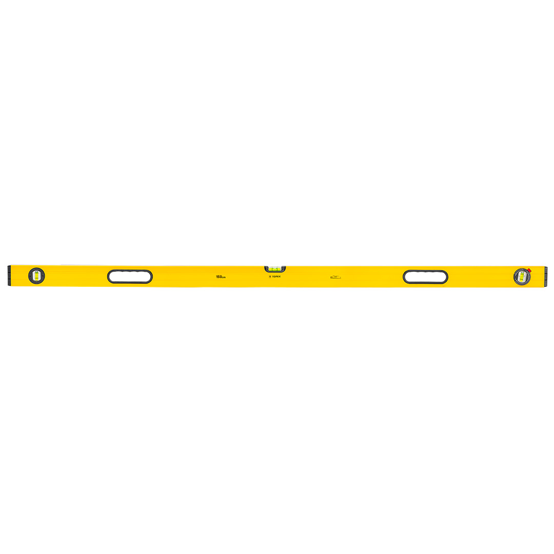 TOP-29C606--Poziomnica aluminiowa, 150 cm, 3 libelle, (HxW) 53 x 24 mm, regulowana libella, szlifowana powierzchnia miernicza, dokładność pomiaru 0.5 mm/m