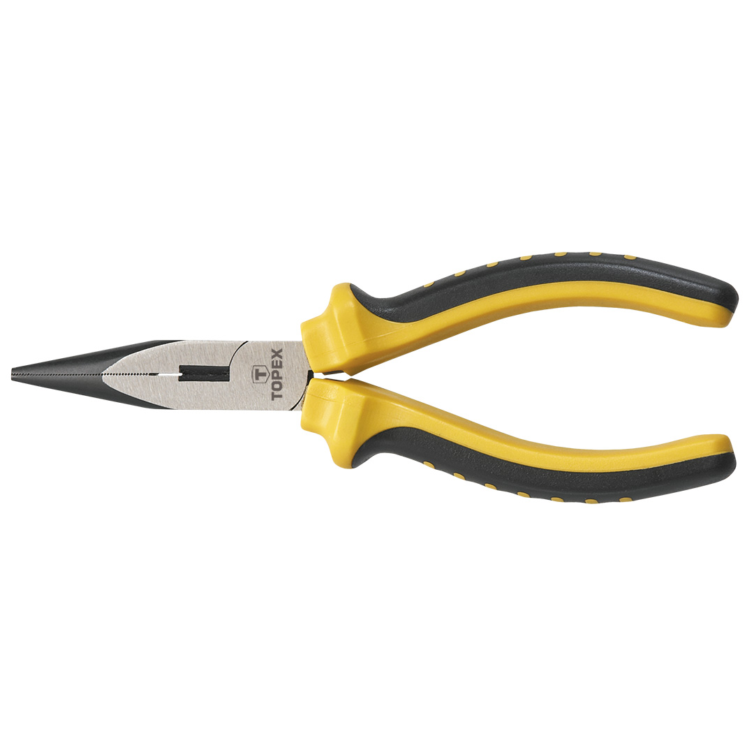 TOP-32D101--Szczypce wydłużone proste 160 mm, dwumateriałowy uchwyt, stal CS
