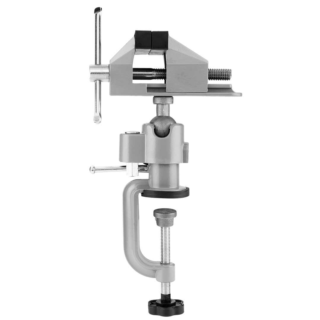 TOP-35-026--Imadło wielopołożeniowe 70 mm. Korpus wykonany z kutego aluminium, uchwyt ze stali. Gumowe osłonki szczęk.