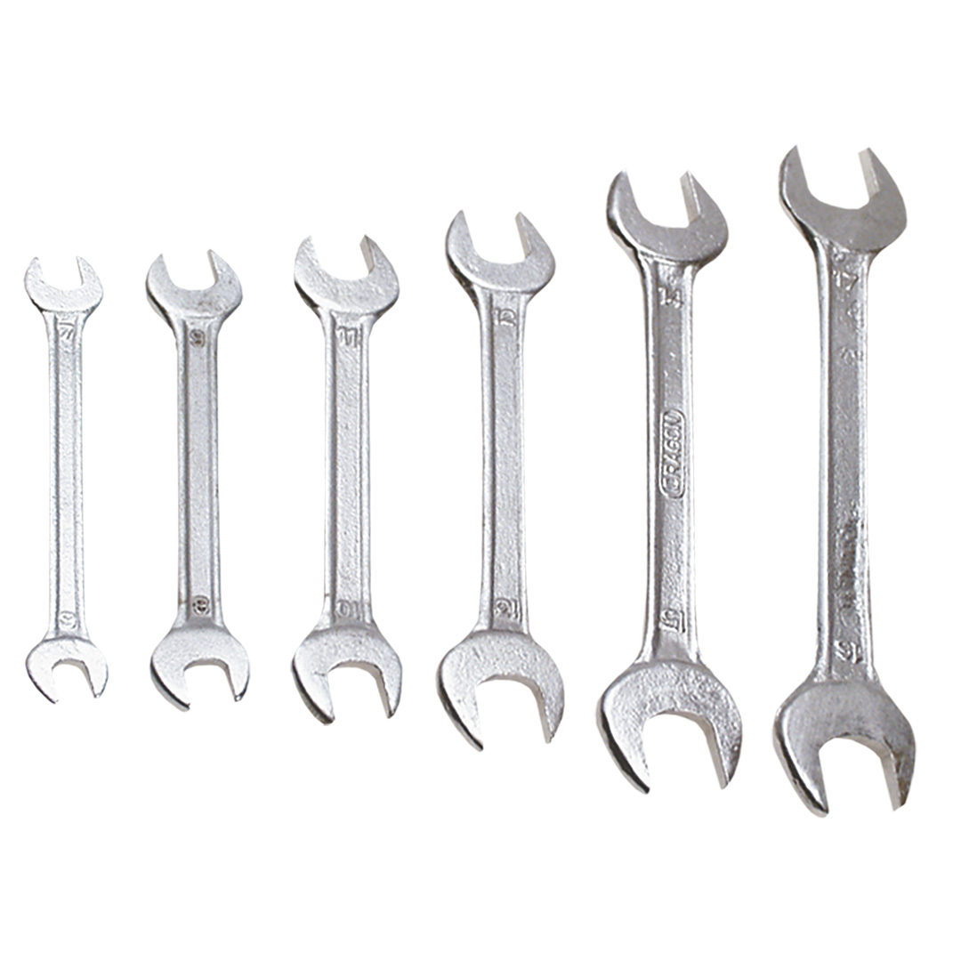 TOP-35D255--Klucze płaskie dwustronne 6-17 mm, zestaw 6 szt., rozmiary: 6 x 7, 8 x 9, 10 x 11, 12 x 13, 14 x 15, 16 x 17 mm