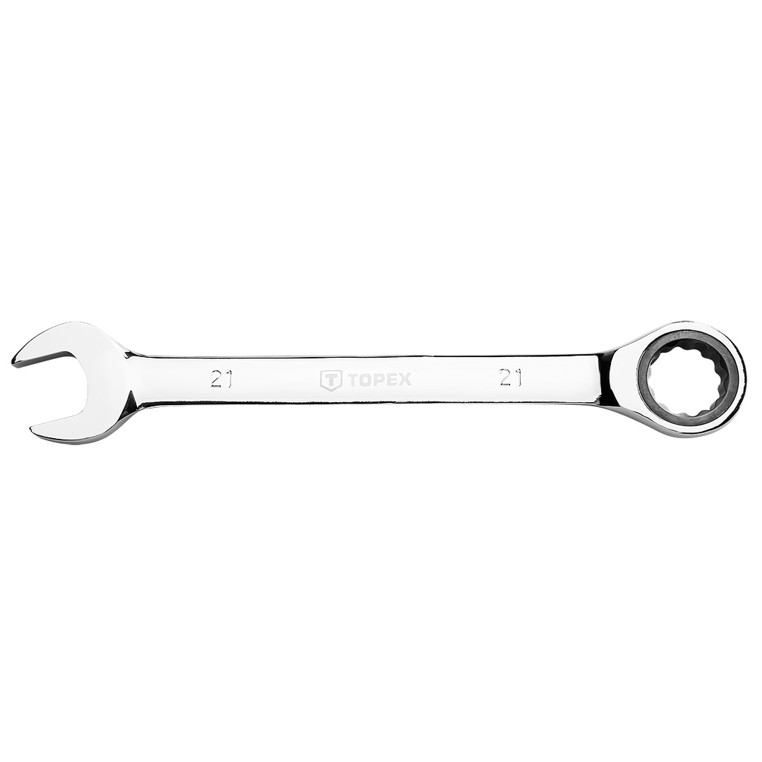 TOP-35D748--Klucz płasko-oczkowy z grzechotką 21 mm, mechanizm zapadkowy 48 zębów, stal CrV