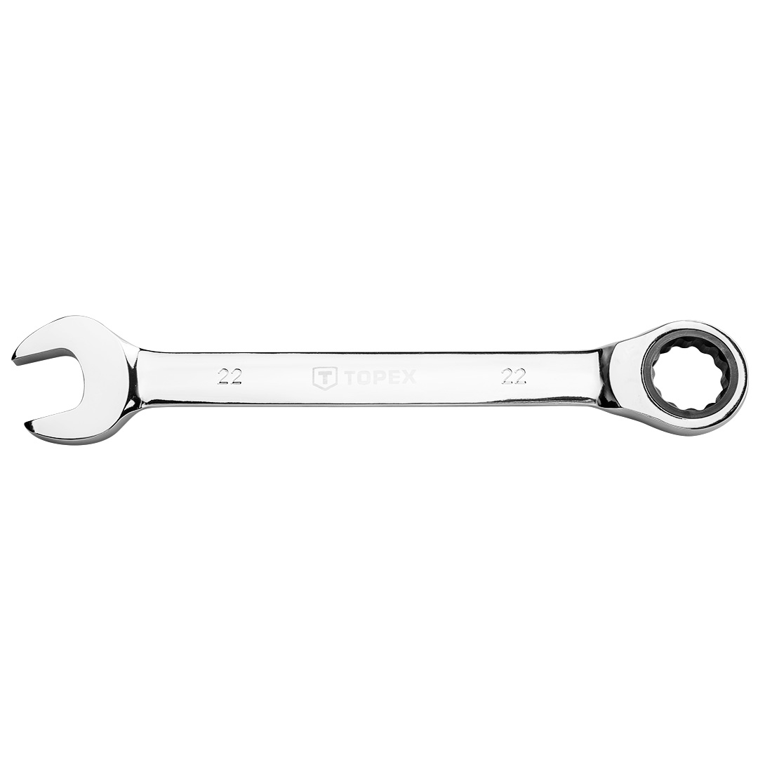 TOP-35D749--Klucz płasko-oczkowy z grzechotką 22 mm, mechanizm zapadkowy 48 zębów, stal CrV