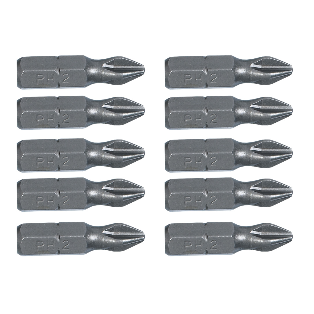 TOP-39D314--Końcówki wkrętakowe PH2 x 25 mm, 10 szt., 1/4", stal CrV