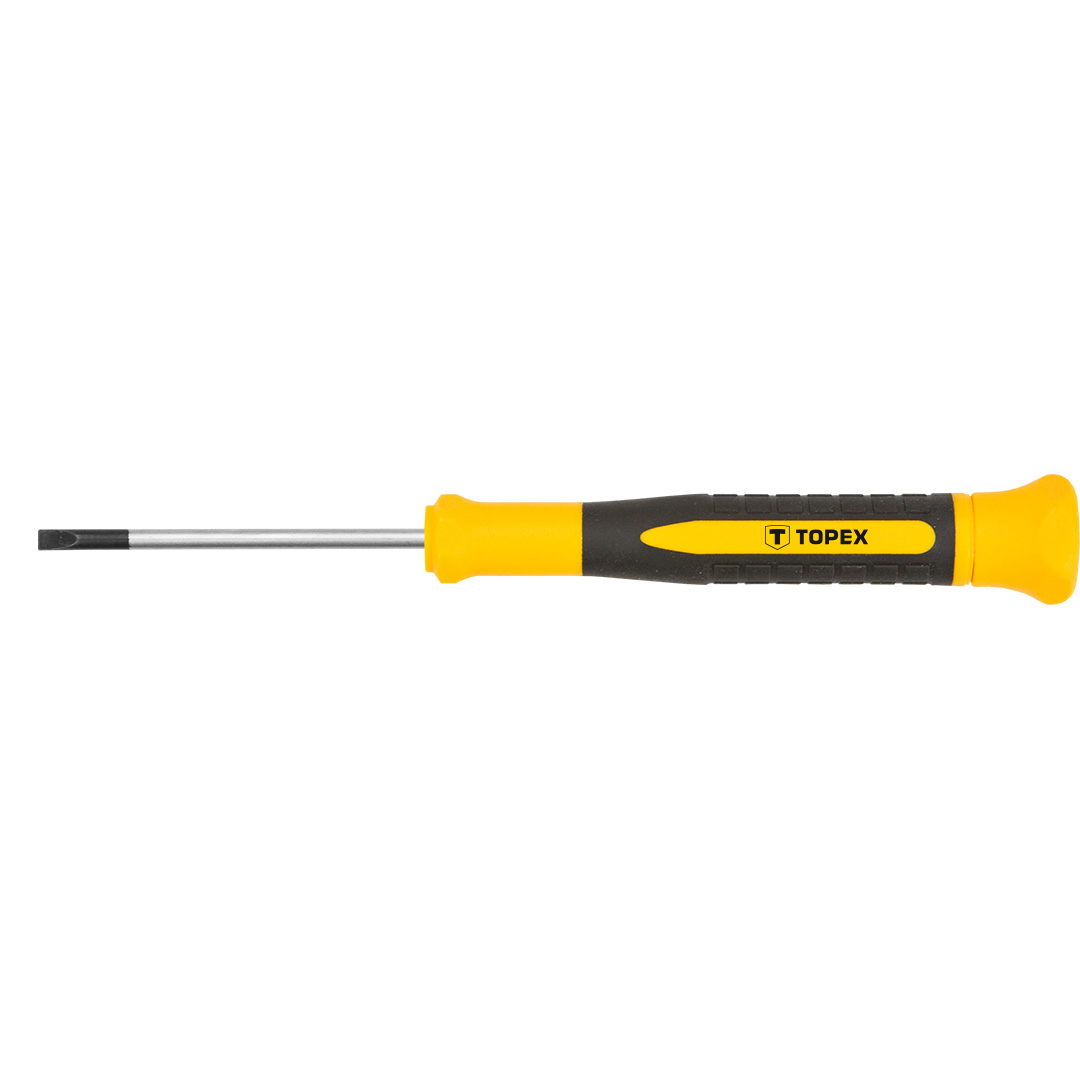 TOP-39D772--Wkrętak precyzyjny płaski 3.0 x 50 mm, obrotowa nasadka, hartowana końcówka, magnetyczna końcówka, stal CrV, dwumateriałowy uchwyt