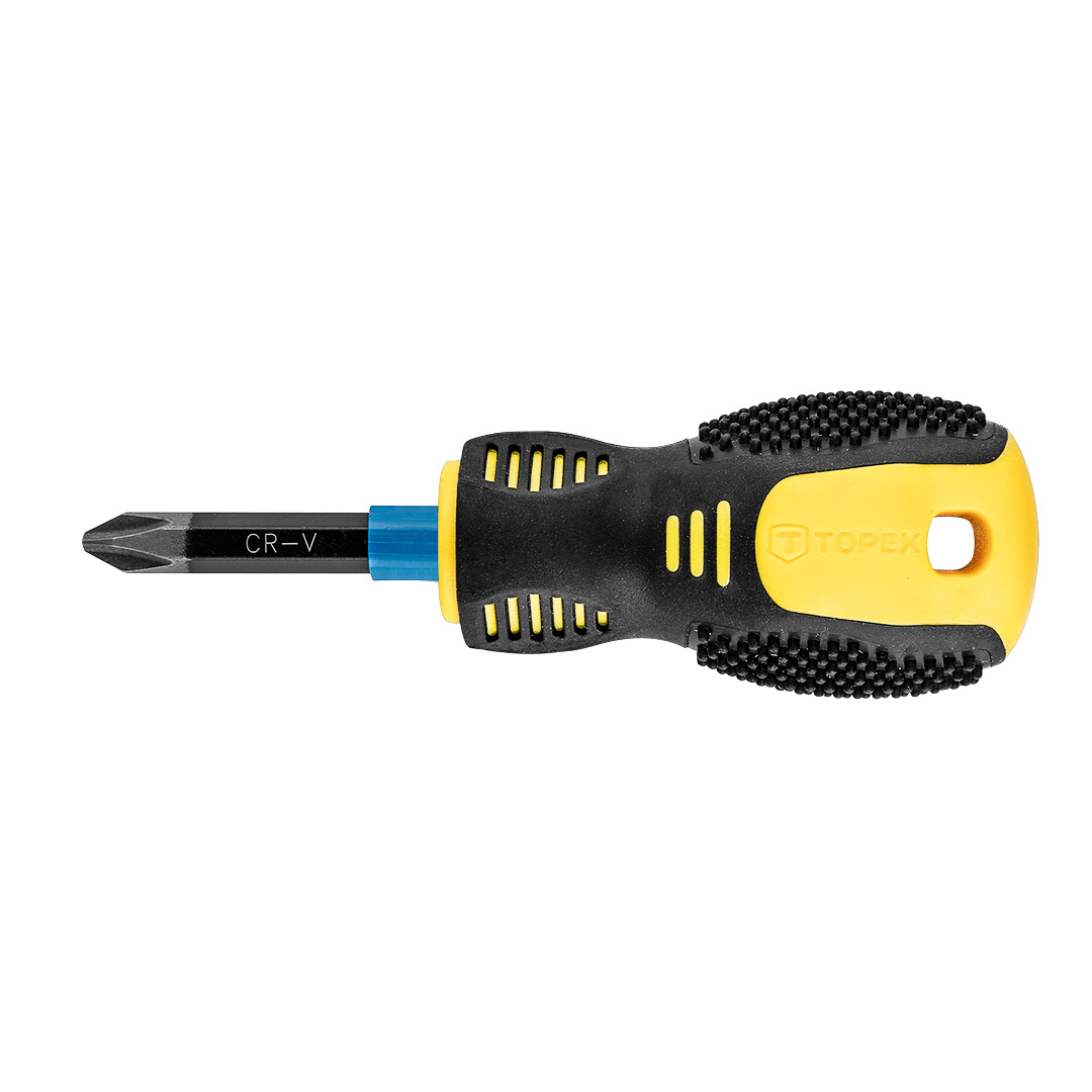 TOP-39D822--Wkrętak krzyżowy PH2 x 38 mm, hartowana końcówka, magnetyczna końcówka, stal CrV, dwumateriałowy uchwyt