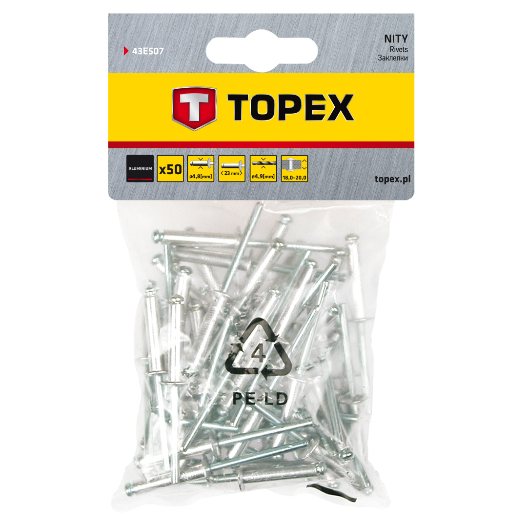 TOP-43E507--Nity aluminiowe 4.8 mm x 23 mm, 50 szt.