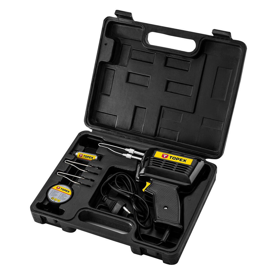 TOP-44E005--Lutownica transformatorowa 150W, zasilanie 230V, 50Hz, 2 końcówki, masa 1.5 kg, pasta lutownicza, lut cynowy, certyfikat CE