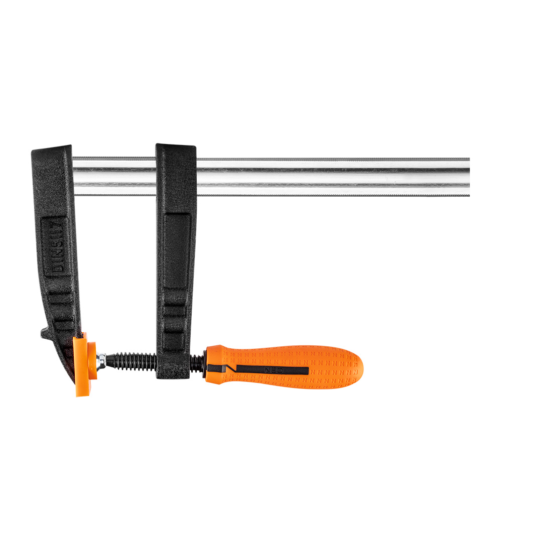 TOP-45-453--Ścisk stolarski 120 x 300 mm, dwumateriałowy uchwyt, plastikowe nakładki na szczęki, siła docisku do 450-500 kg, DIN5117